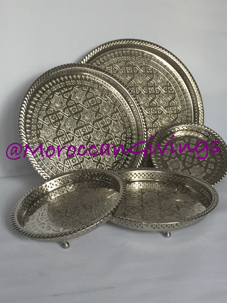 LARGE from Fez Authentic Moroccan Alpaca Silver Serving tray/table LARGE from Fez Authentic Moroccan Alpaca Silver Serving tray/table