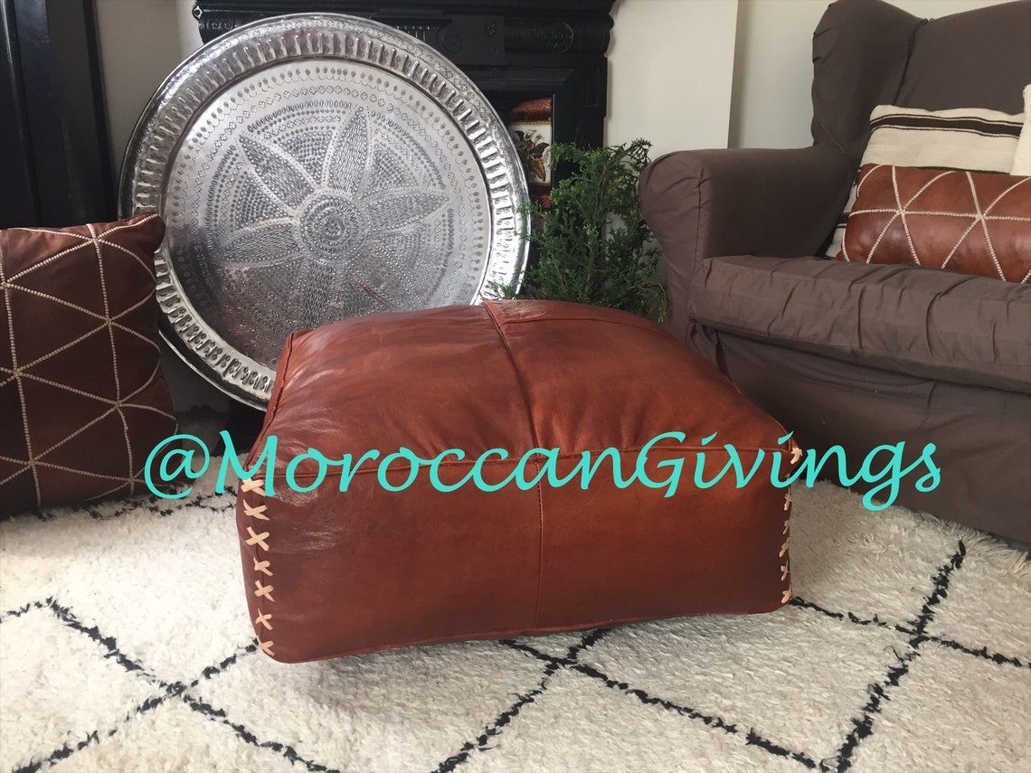 XX Cojín de piso de cuero grande / XXL marroquí contemporáneo | Etsy