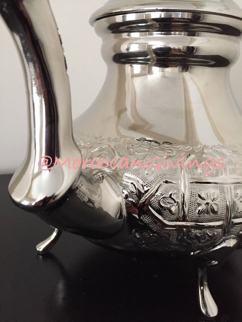 Authentic Moroccan Elegant handcrafted Alpaca Silver MalakiTeapot from Fez .