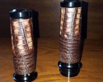 Exotic Crocodile-embossed Leather Motorcycle Handgrips