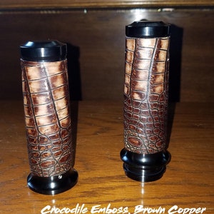 Exotic Crocodile-embossed Leather Motorcycle Handgrips