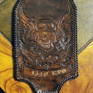 Fuel Tank Liner, custom handcrafted gas tank liner, leather gas tank liner, tooled leather liner for gas tank, personalized gas tank liner