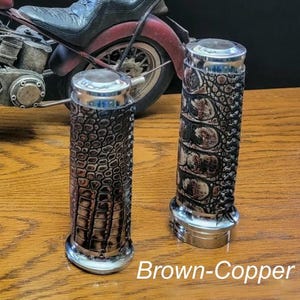 Exotic Crocodile-embossed Leather Motorcycle Handgrips