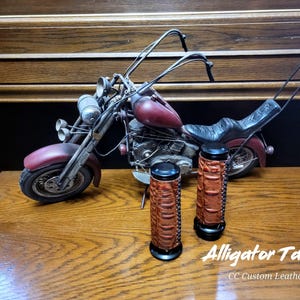 Exotic Alligator-embossed Leather Motorcycle Handgrips