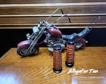 Exotic Alligator-embossed Leather Motorcycle Handgrips
