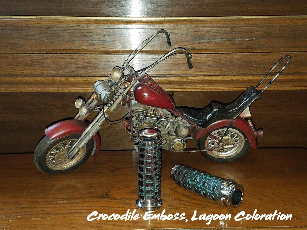 Exotic Crocodile-embossed Leather Motorcycle Handgrips 