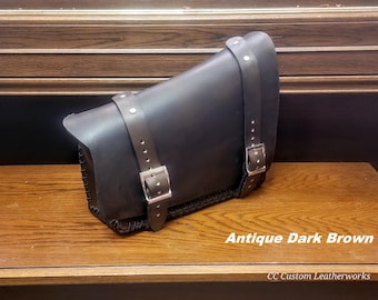 Compact Rigid Frame Motorcycle Bag: Handmade Leather Saddlebag