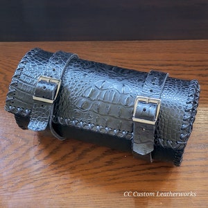 Handcrafted Exotic Crocodile Embossed Leather Fork (Tool) Bag