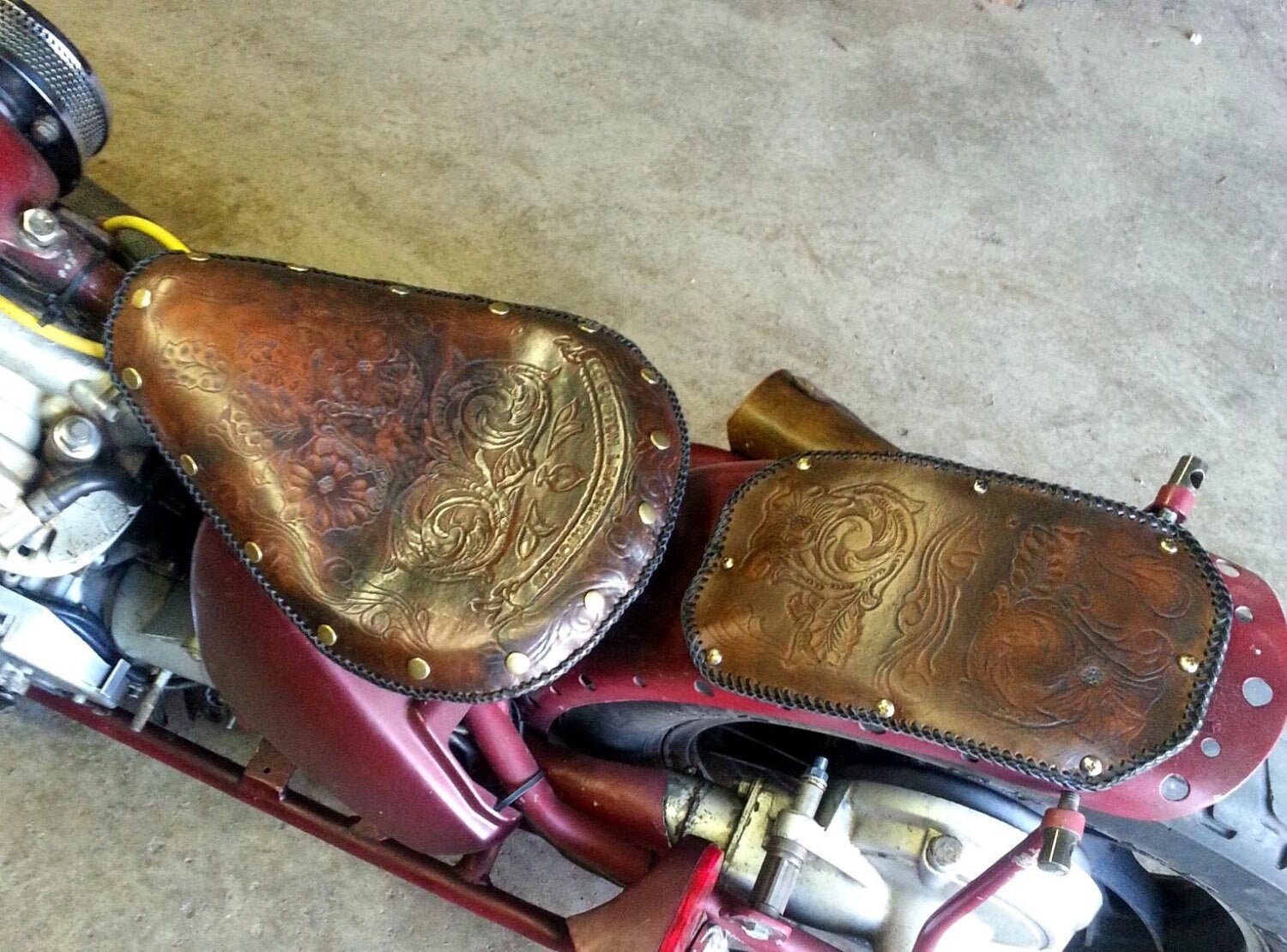 custom leather tank and fender bibs