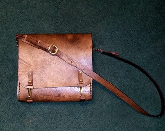 messenger bag, leather messenger bag, attache, brief case, cowhide messenger bag,