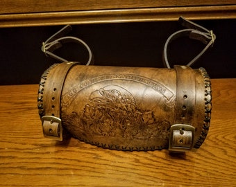 American Eagle Series Tool Bag (adjust. buckle version), biker&#39;s tool bag, leather fork bag, harley fork bag, custom tool bag, tool roll