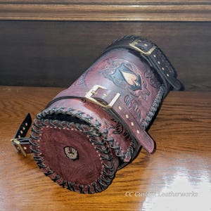Ace of Spades fork Bag, biker&#39;s tool bag, motorcycle fork bag, tool roll, leather fork bag, leather bag, harley fork bag, fork bag, tool bag