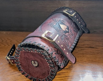 Ace of Spades fork Bag, biker&#39;s tool bag, motorcycle fork bag, tool roll, leather fork bag, leather bag, harley fork bag, fork bag, tool bag