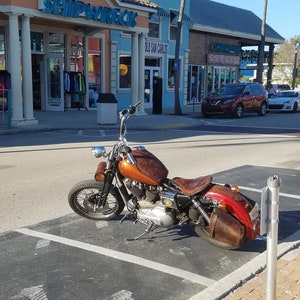 Swingarm Bag and Fork Bag Combo, black leather tool bag, black leather swingarm bag, leather swingarm bag and fork bag, custom leather bags image 7