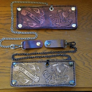 V-Twin Classics "Ironhead" Series, billetera bifold, billetera de cadena de cuero, cartera de cuero personalizado, billetera biker, billetera de cadena, regalos para él