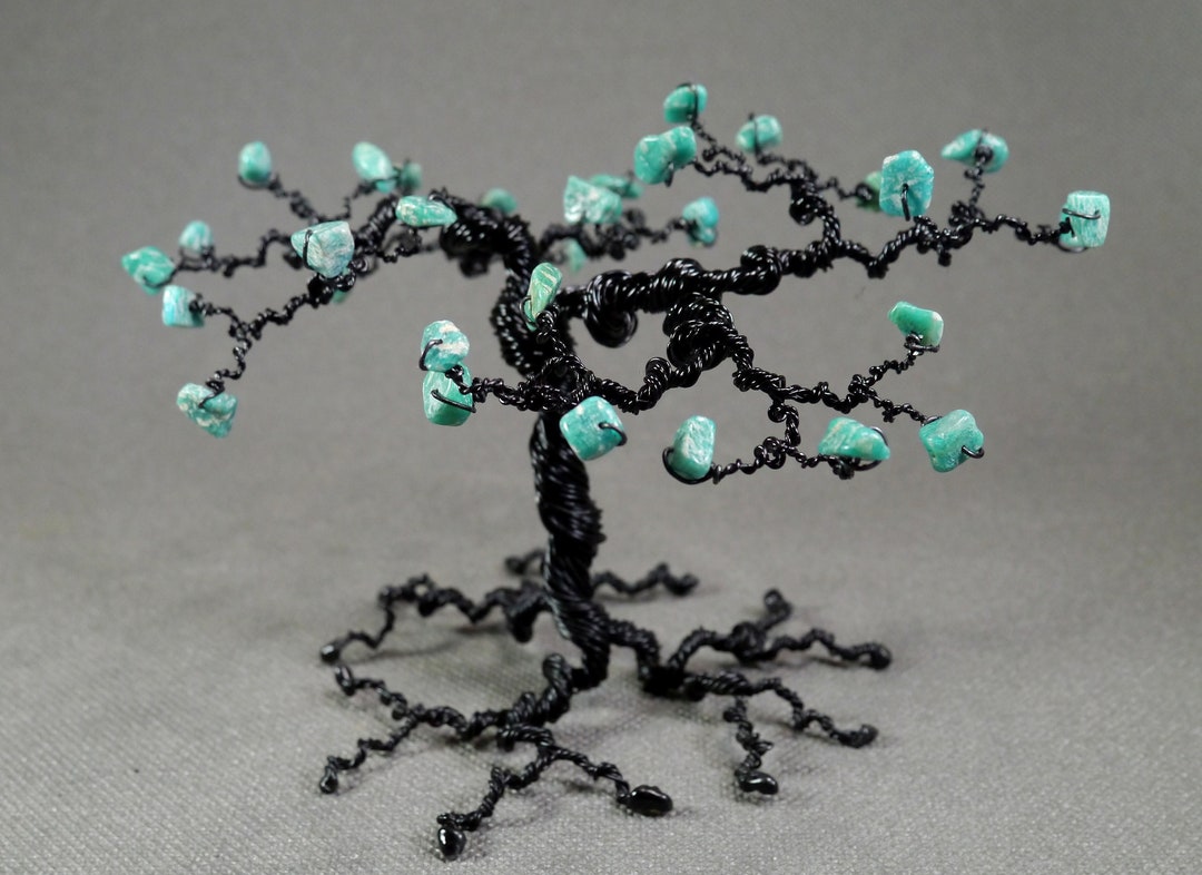 Handmade Wire Tree Miniature With Amazonite Gemstones, Unique Family ...