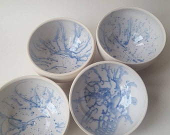 Small handmade 10cm ceramic bowls thrown on the wheel, Rice bowls, Kitchenware, China, Crockery.