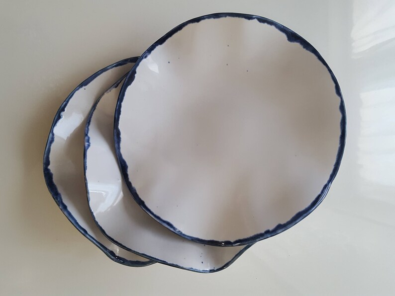 White Handmade Ceramic Wavy Plates Platters Wavy Bowls Etsy