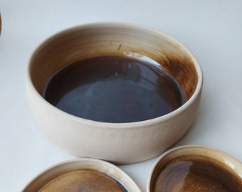 Honey and cream handmade bowl