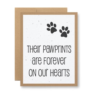 Plantable Greeting Card - "Their pawprints are forever on our hearts" - Seed embedded paper grows wildflowers