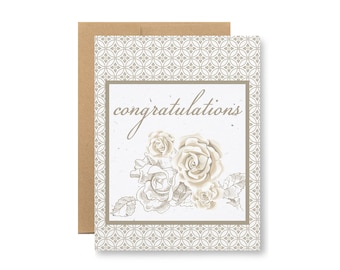Plantable Greeting Card - "Congratulations (wedding or anniversary)" - Seed embedded paper grows wildflowers