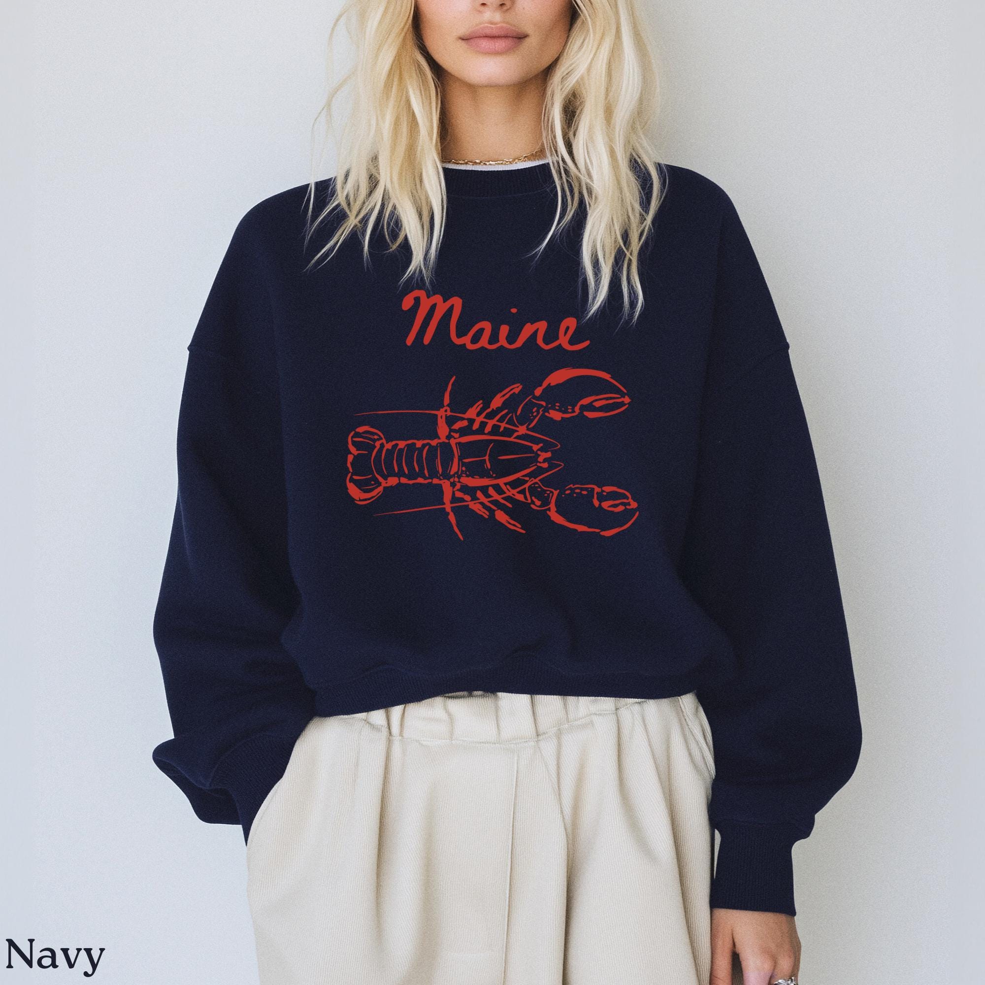 Vintage Maine Lobster Sweatshirt, Fisherman Aesthetic, New England Coastal Chic Crewneck Sweater, Lobster Shirt, Seafood Ocean Lover Gift
