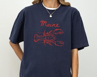Vintage Maine Lobster Shirt, Comfort Colors Fisherman Aesthetic, New England Coastal Chic Crewneck, Lobster Tshirt, Seafood Ocean Lover Gift