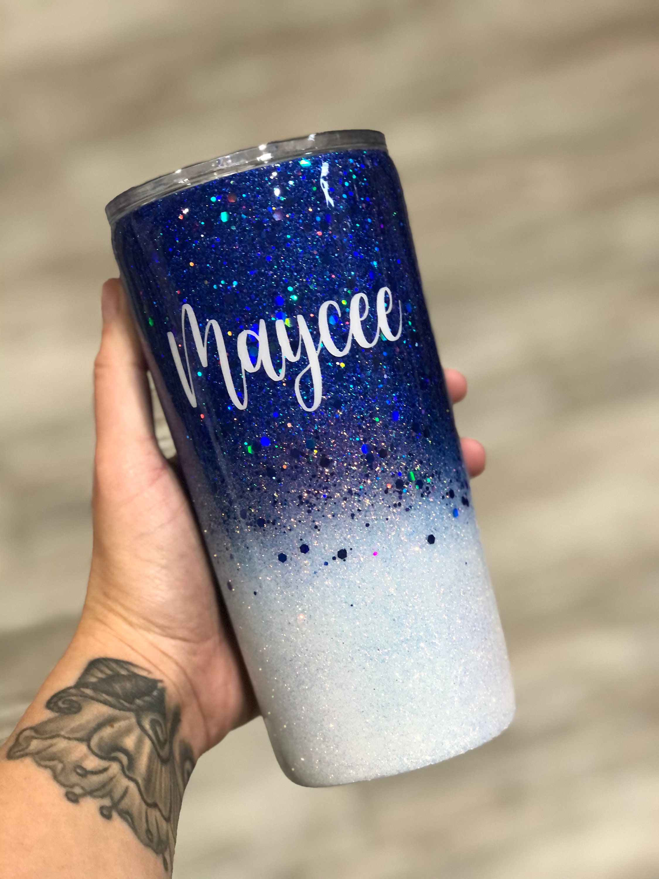 Royal Blue Glitter Tumbler Custom Tumbler Personalized Etsy