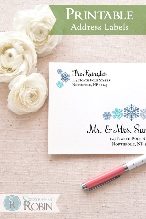 snowflake return address labels template snowflake return address labels