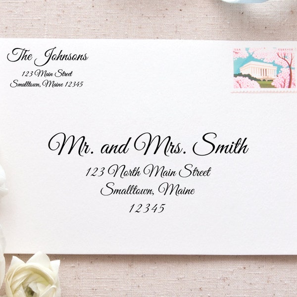 Printable Envelope Address Template | Elegant Calligraphy Addressing Template for Wedding Invitations and Announcements