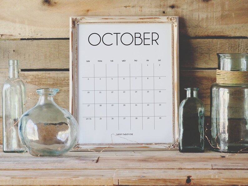 large printable wall calendar simple modern 2021 printable etsy