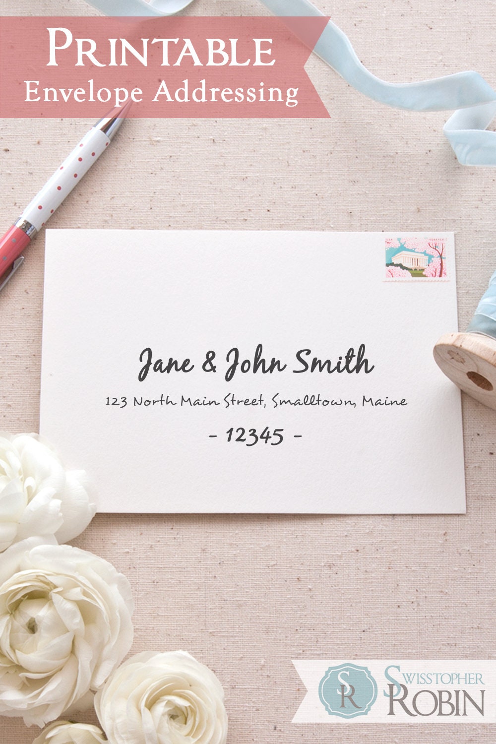 Printable A7 Envelope Address Template Hand-Lettered | Etsy