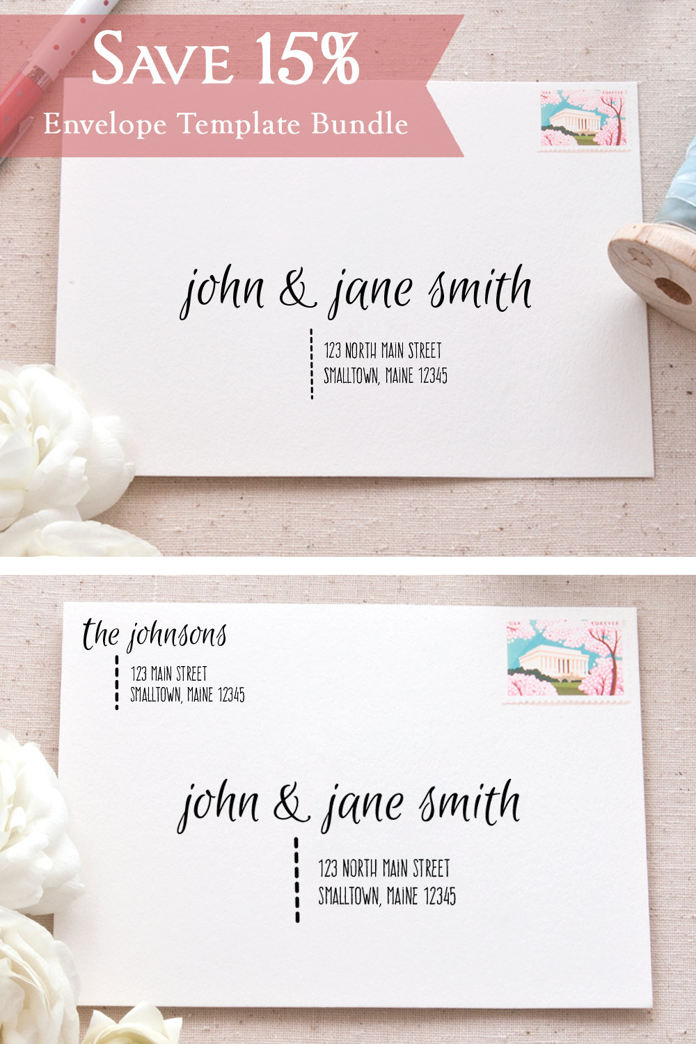 Printable Envelope Address Template Casual Calligraphy Addressing ...