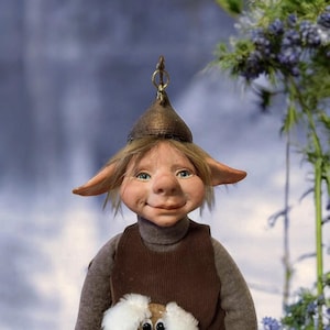 Bambola elfo fantasy fatta a mano Niels / Bambola artistica OOAK unica per decorazioni per la casa e regali