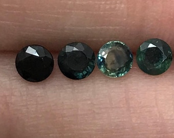 Pick One- 3.5mm Blue Sapphire 0.20-0.26 Carats Round Greenish Blue Sapphire, Faceted Loose Gemstone
