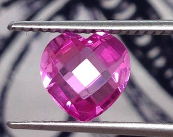 8x8mm 2.4 cts Synthetic Pink Sapphire Double Rose Cut Heart gemstones loose unmounted for gold jewelry making design man made lab grown