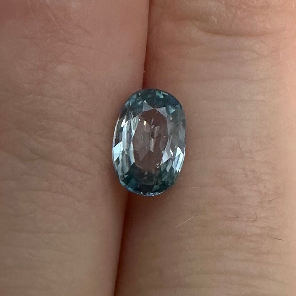 Light Blue Zircon 1.43 carat, 7.7x5.2mm Oval cut Gemstone, Natural Loose Greenish Blue Zircon December Birthstone