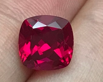 9mm Lab Ruby 4.65 carat Square Cushion Cut, Quality Lab Created Faceted Loose Red Synthetic Corundum
