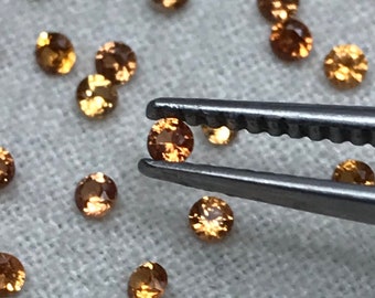 One- 1.8mm Round Orange Sapphire Color Treated Oval Corundum Average Tiny Faceted Loose Round Cut Fancy Color Sapphire Approx.0.03ct