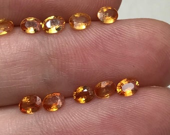 One- 4x3mm Yellow Orange Sapphire Color Treated Oval Corundum Average 0.18 Carat Faceted Loose Unmounted Shallow Cut Fancy Color Sapphire