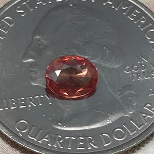 Natural Reddish Orange Sapphire 6x4.7mm 0.45 Carats Rose-Cut Oval Cut Faceted Gem Loose Unmounted Gemstone Earth Mined Beryllium Treated