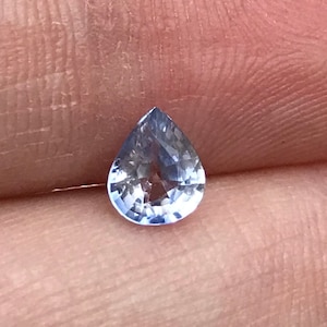 6x5mm Natural Ice Blue Sapphire 0.63 Carat, Pear Light Blue Sri Lanka Sapphire, Faceted Loose Gemstone