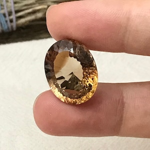 20.90 quilates Topacio Marrón Natural 19x15mm Piedra preciosa facetada de corte ovalado, piedra grande holgada Topacio ahumado
