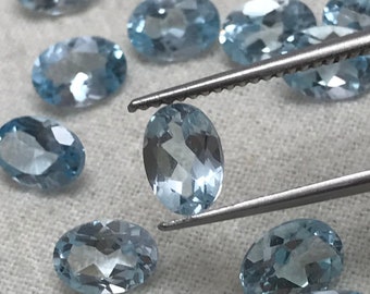 ONE- 7x5mm Sky Blue Topaz Oval Cut, Faceted Loose Unmounted Gemstone