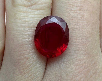 7.20 Carat Synthetic Ruby Man 12.5x10.2mm Oval Cut Loose Faceted Gemstone Red July Birthstone