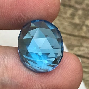 11.57 ct Rose cut Blue Topaz 15x12.7mm Oval cut Loose Topaz,  Swiss Blue Topaz Faceted, December Birthstone