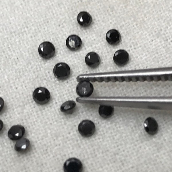 One-2mm Black Diamond, 2mm Round, Loose Diamonds April Birthstone, approx. 0.03 Carats Each, 2 or 1.8mm