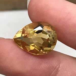 16x12mm Yellow Orange Citrine 8.45 carat, Pear Cut, Faceted Loose Orange Gemstone, November Birthstone For Jewelry Setting