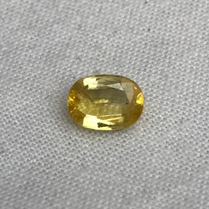 Natural Yellow Sapphire 1.34 Carat 7.5x5.5mm Oval Cut, Color Treated Gemstone, Earth Mined, BE Heat