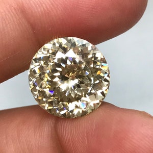 15mm Yellow Cubic Zirconia 22.57 carat Fancy Round Portuguese Cut, Big Faceted Loose CZ